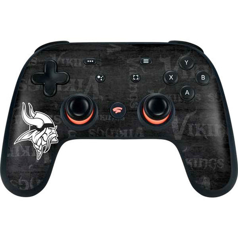 NFL Minnesota Vikings Black & White Google Stadia Controller Skin
